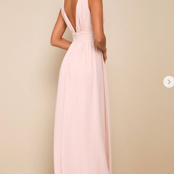 NWT Lulus Heavenly Hues Chiffon Blush Maxi Dress Size XS - Picture 2 of 3